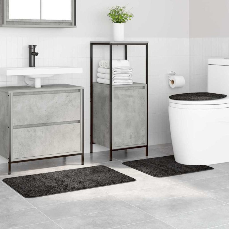 Set de 3 tapis de bain Gris foncé en Polypropylène Antidérapant 