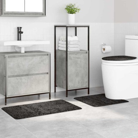 Set de 3 tapis de bain Gris foncé en Polypropylène Antidérapant 