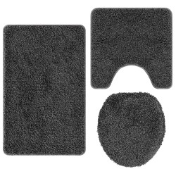 Set de 3 tapis de bain Gris foncé en Polypropylène Antidérapant 