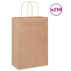 Sacs en papier 250 pcs avec poignées marron 21x11x31 cm 