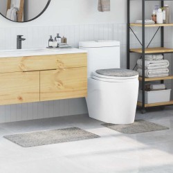 Ensemble de 3 Tapis de Bain Gris Polypropylène Antidérapant 