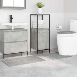 Ensemble de 3 Tapis de Bain Gris Polypropylène Antidérapant 