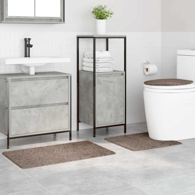 Ensemble de 3 tapis de bain Marron en polypropylène antidérapant 