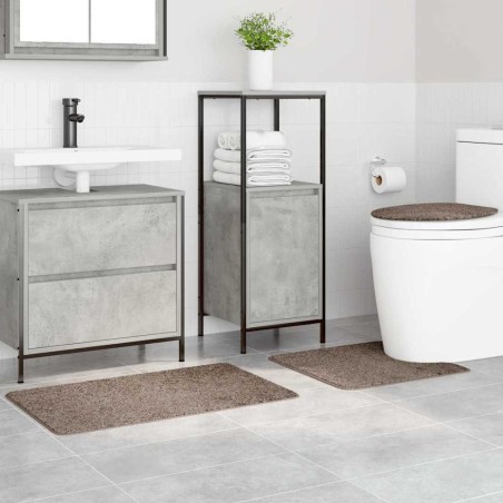 Ensemble de 3 tapis de bain Marron en polypropylène antidérapant 