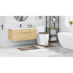 Ensemble de 3 tapis de bain Marron en polypropylène antidérapant 