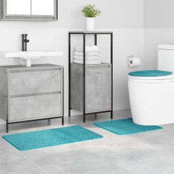 Ensemble de 3 tapis de bain Turquoise en polypropylène antidérapant 