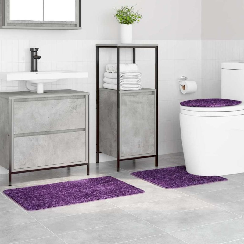 Ensemble de 3 tapis de bain Violet en Polypropylène Antidérapant 