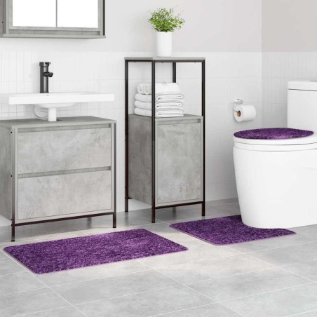 Ensemble de 3 tapis de bain Violet en Polypropylène Antidérapant 