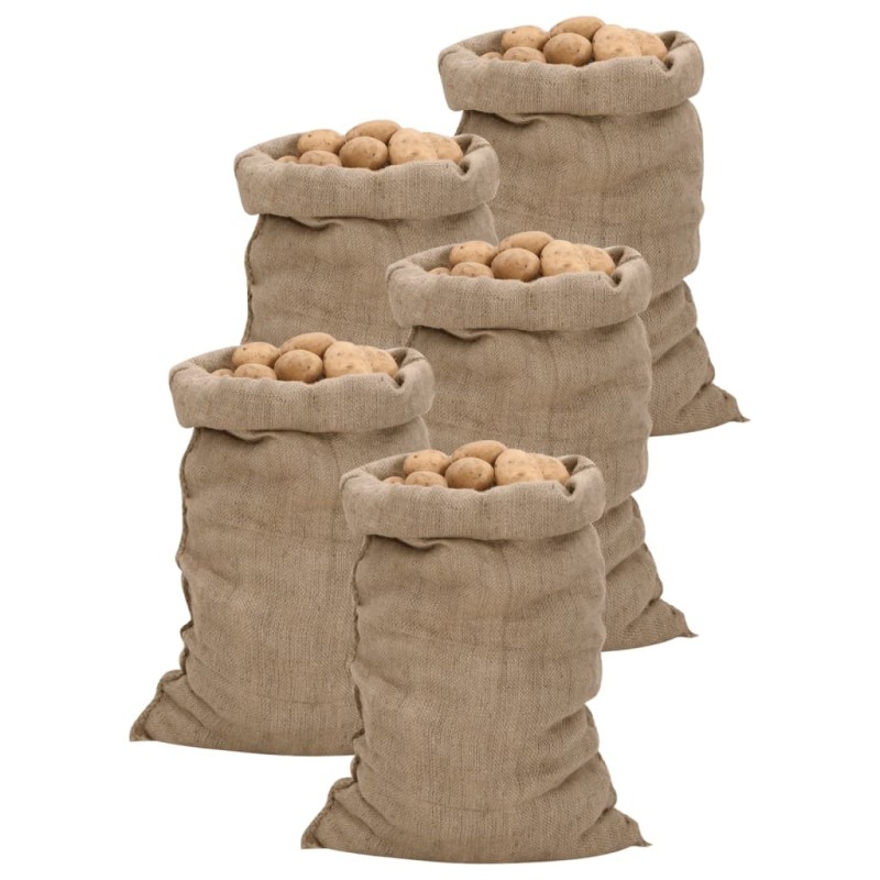 Sacs en jute 5 pcs 60x105 cm 100 % jute 340 g/m² 