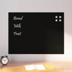 Tableau noir magnétique mural noir 80x60 cm verre trempé 
