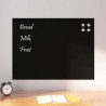 Tableau noir magnétique mural noir 80x60 cm verre trempé 