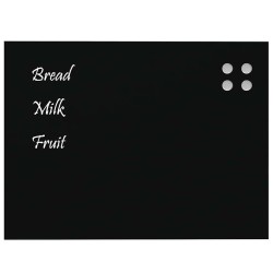 Tableau noir magnétique mural noir 80x60 cm verre trempé 