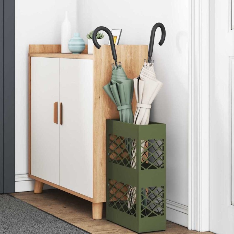 Support de parapluie vert olive , 28x12x41 cm, en acier 