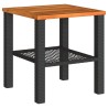 Table de jardin noir 40x40x42 cm résine tressée et bois acacia 