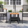 Table de jardin noir 40x40x42 cm résine tressée et bois acacia 