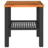 Table de jardin noir 40x40x42 cm résine tressée et bois acacia 