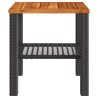 Table de jardin noir 40x40x42 cm résine tressée et bois acacia 