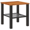 Table de jardin noir 40x40x42 cm résine tressée et bois acacia 