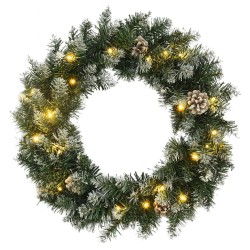 Couronne de Noël avec lumières LED Vert 45 cm PVC 