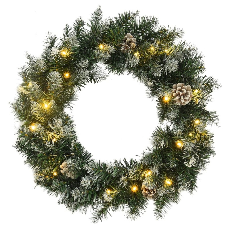 Couronne de Noël avec lumières LED Vert 45 cm PVC 