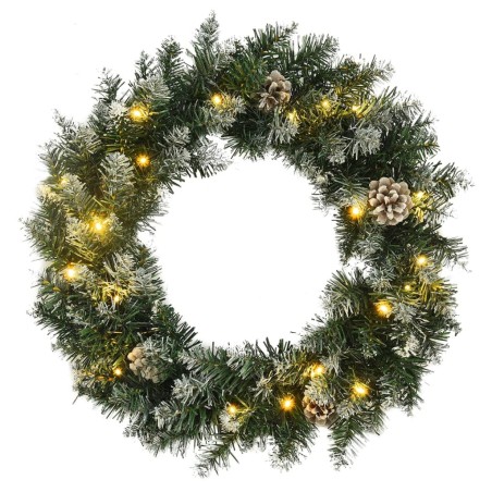 Couronne de Noël avec lumières LED Vert 45 cm PVC 