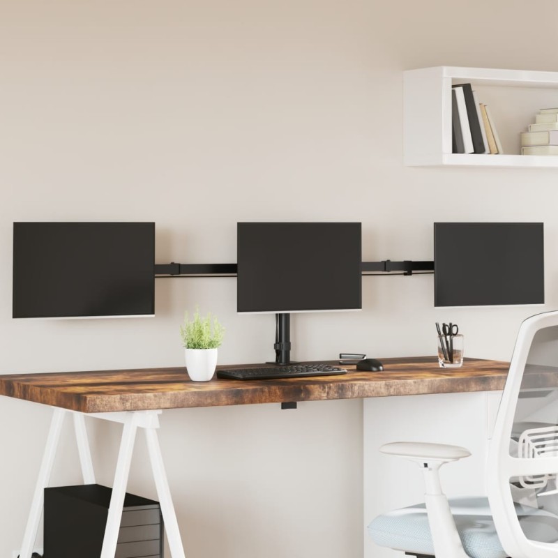 Support de moniteur triple noir acier VESA 75/100 mm 