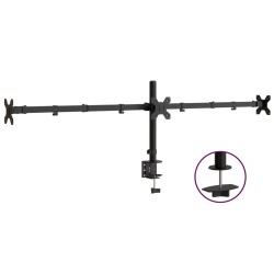 Support de moniteur triple noir acier VESA 75/100 mm 
