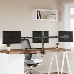 Support de moniteur triple noir acier VESA 75/100 mm 