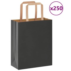 Sacs en papier 250 pcs avec poignées noir 18x8x22 cm 