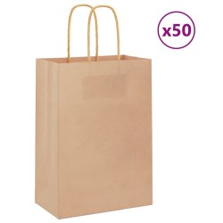Sacs en papier 50 pcs avec poignées marron 15x8x21 cm 