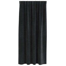 Rideaux occultants avec bande supérieure 2 pièces en velours noir 