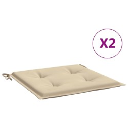 Coussins de chaise jardin lot de 2 beige 40x40x4cm tissu oxford 