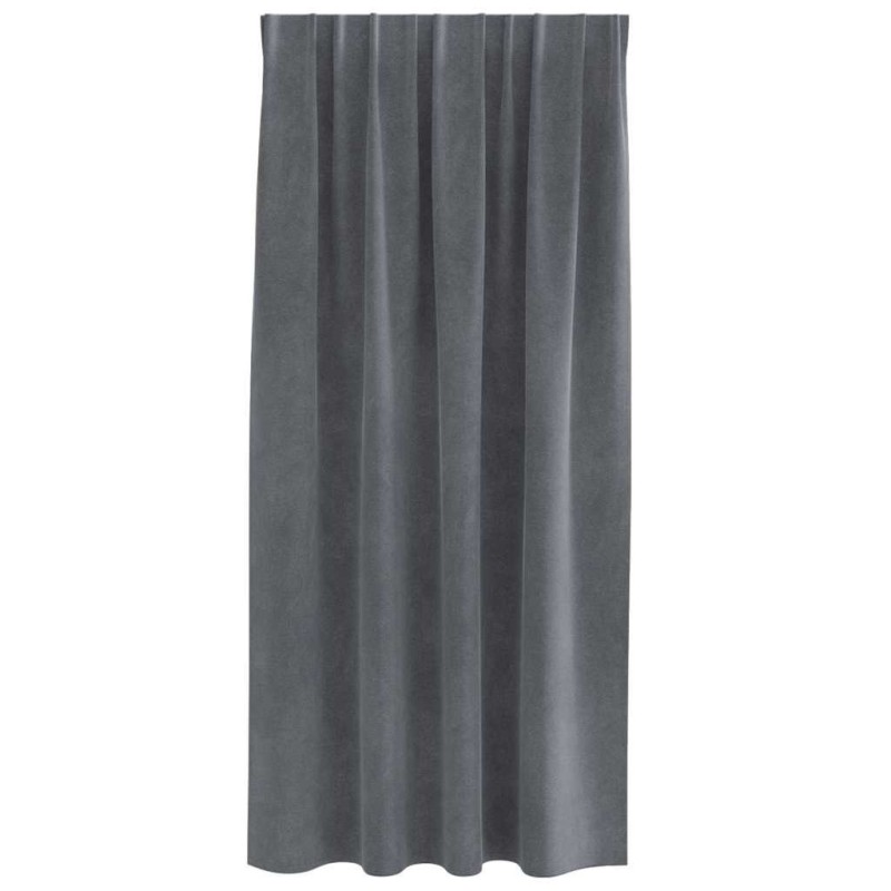 Rideaux occultants avec bande supérieure 2 pcs en velours gris clair 
