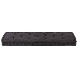 Coussin de plancher de palette Coton 120x40x7 cm Noir 