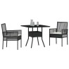 Ensemble de salle à manger de jardin 3 pièces en poly rattan noir 
