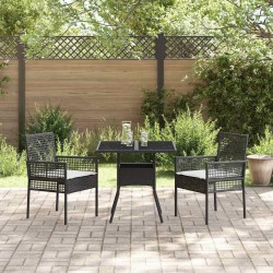 Ensemble de salle à manger de jardin 3 pièces en poly rattan noir 