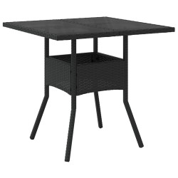 Ensemble de salle à manger de jardin 3 pièces en poly rattan noir 