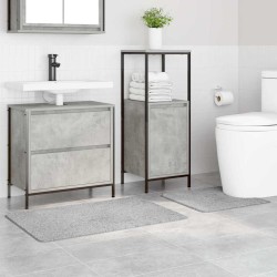 Set de 2 tapis de bain Gris Polypropylène Antidérapant 
