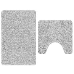Set de 2 tapis de bain Gris Polypropylène Antidérapant 