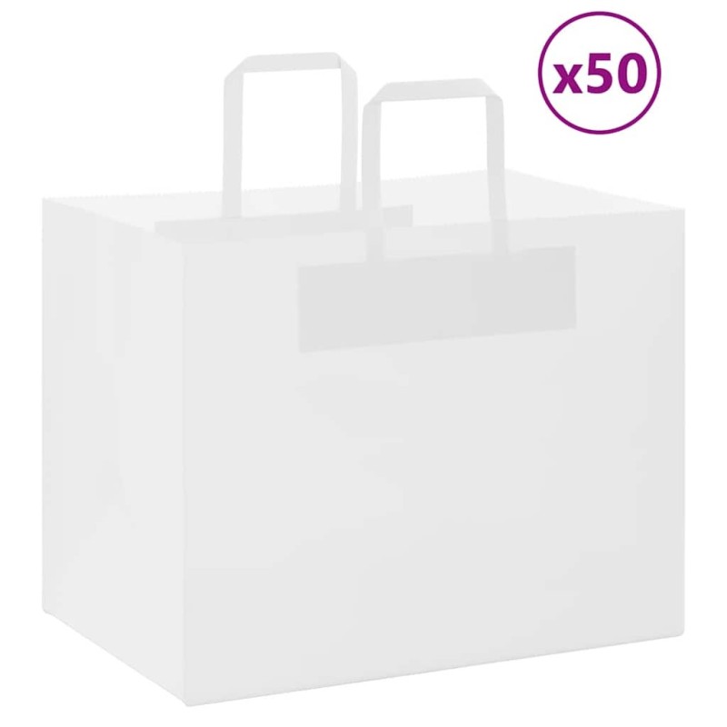 Sacs en papier 50 pcs avec poignées blanc 32x22x24 cm 