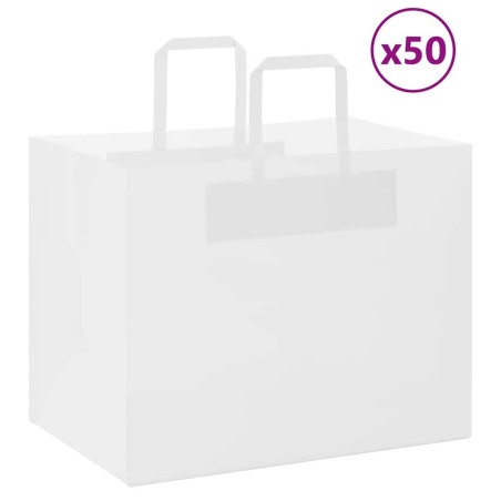 Sacs en papier 50 pcs avec poignées blanc 32x22x24 cm 