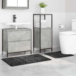 Set de 2 tapis de bain gris foncé en polypropylène antidérapants 