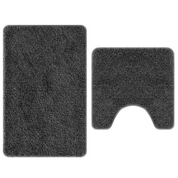 Set de 2 tapis de bain gris foncé en polypropylène antidérapants 