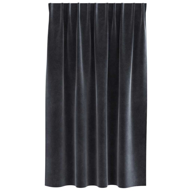 Rideaux Blackout avec bande supérieure 2 pcs Velours gris foncé 