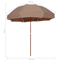 Parasol de jardin avec mât en acier 300 cm Taupe 