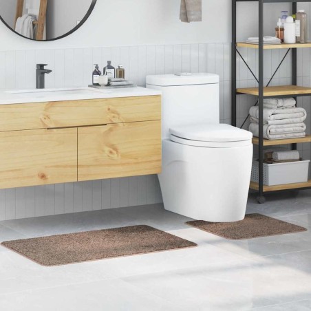Set de 2 tapis de bain Marron Polypropylène Antidérapant 