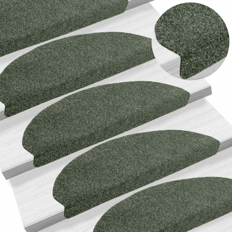 Tapis d'escalier autocollants 5 pièces 65 x 21 x 4 cm Vert Demi-rond Grand 