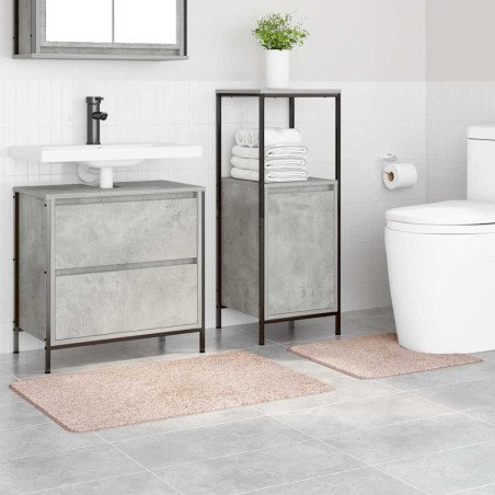 Set de 2 Tapis de Bain Crème en Polypropylène Antidérapant 