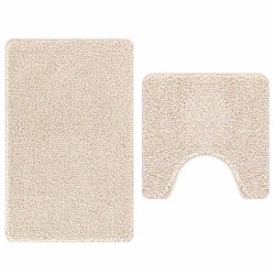 Set de 2 Tapis de Bain Crème en Polypropylène Antidérapant 