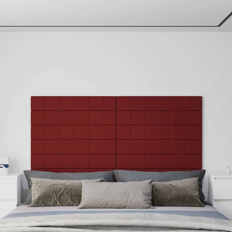 Panneaux muraux 12 pcs Rouge bordeaux 90x15 cm Tissu 1,62 m² 
